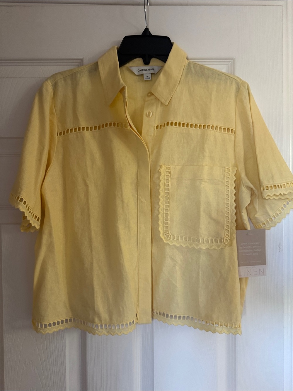 Calligraphie yellow linen top